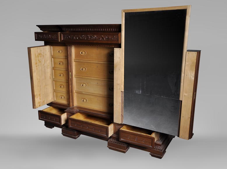 Эджисто ГАЖАНИ – Великолепная тумбочка в стиле Нео-ренессанс из скульптурного орехового дерева, датированная 1876 годом. Эджисто ГАЖАНИ – Великолепная тумбочка в стиле Нео-ренессанс из скульптурного орехового дерева, датированная 1876 годом.-11