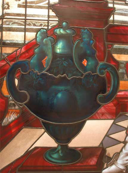 Витраж с мушкетёром, подписанный «Биттерлен Париж 1883» («Bitterlin Paris 1883»). Витраж с мушкетёром, подписанный «Биттерлен Париж 1883» («Bitterlin Paris 1883»).-3