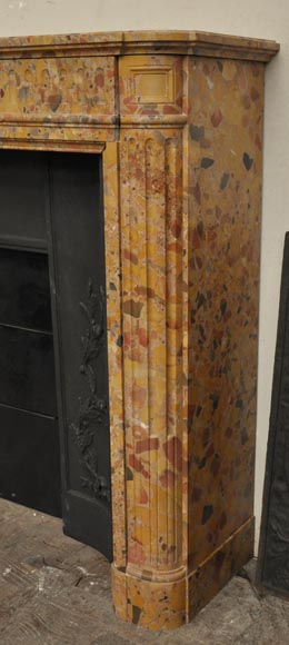 Старинный камин в стиле Людовика XVI, изготовленный из брекчиевидного мрамора из Халеба. Старинный камин в стиле Людовика XVI, изготовленный из брекчиевидного мрамора из Халеба.-4