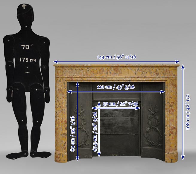 Старинный камин в стиле Людовика XVI, изготовленный из брекчиевидного мрамора из Халеба. Старинный камин в стиле Людовика XVI, изготовленный из брекчиевидного мрамора из Халеба.-8