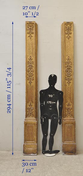 Пара пилястр 18 века, изготовленных из позолоченного дуба. Пара пилястр 18 века, изготовленных из позолоченного дуба.-15