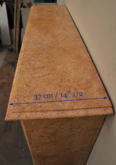 Старинный камин в стиле Людовика XIV, изготовленный из жёлтого мрамора брокатель. Старинный камин в стиле Людовика XIV, изготовленный из жёлтого мрамора брокатель.-7