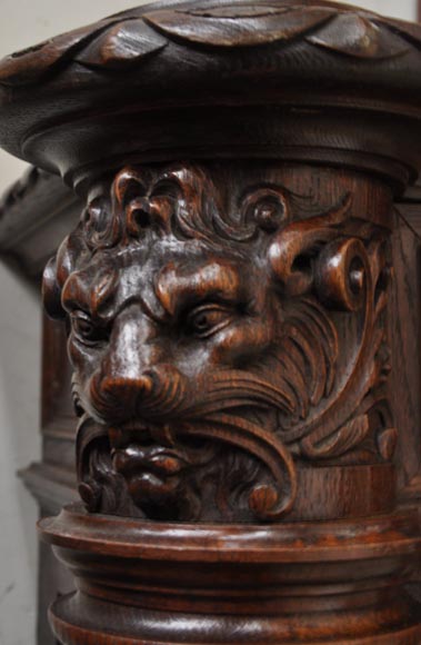 Большой дубовый камин в стиле Людовика XIII с трюмо. Большой дубовый камин в стиле Людовика XIII с трюмо.-13