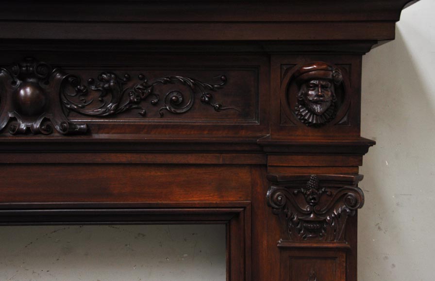 Камин в стиле нео-Ренессанс, изготовленный из скульптурного орехового дерева. Камин в стиле нео-Ренессанс, изготовленный из скульптурного орехового дерева.-7