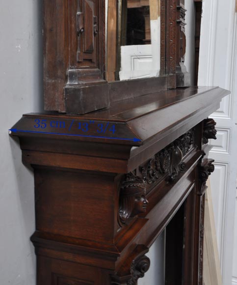 Камин в стиле нео-Ренессанс, изготовленный из скульптурного орехового дерева. Камин в стиле нео-Ренессанс, изготовленный из скульптурного орехового дерева.-15