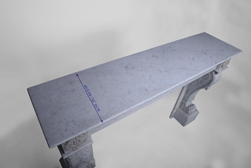 Старинный камин в стиле Наполеона III с львиными лапами, изготовленный из каррарского мрамора. Старинный камин в стиле Наполеона III с львиными лапами, изготовленный из каррарского мрамора.-9