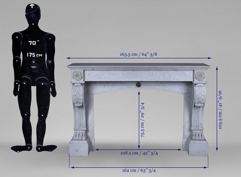 Старинный камин в стиле Наполеона III с львиными лапами, изготовленный из каррарского мрамора. Старинный камин в стиле Наполеона III с львиными лапами, изготовленный из каррарского мрамора.-10