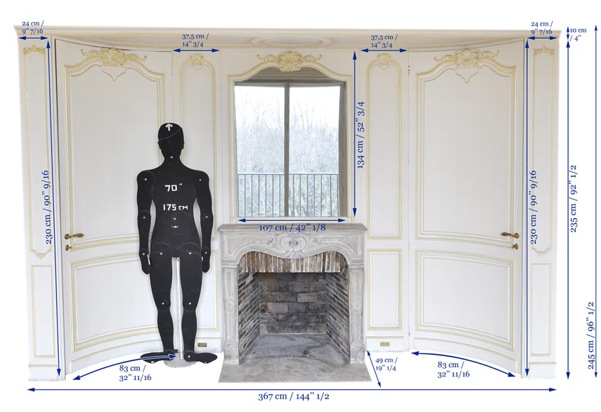 Часть деревянной отделки комнаты в стиле Людовика XV с каменным камином 18 века. Часть деревянной отделки комнаты в стиле Людовика XV с каменным камином 18 века.-24