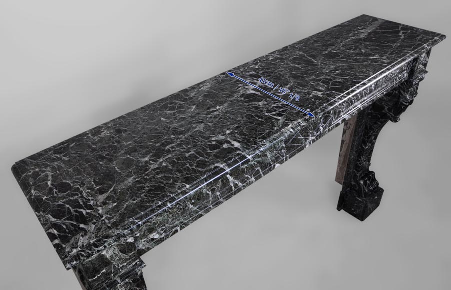 Старинный камин в стиле Наполеона III, изготовленный из мрамора Вер де Мер, украшенный львиными лапами. Старинный камин в стиле Наполеона III, изготовленный из мрамора Вер де Мер, украшенный львиными лапами.-9