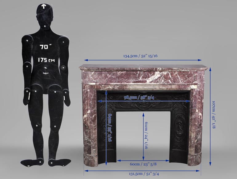 Красивый старинный камин в стиле Людовика XVI с закруглёнными углами, изготовленный из мрамора Hautacam. Красивый старинный камин в стиле Людовика XVI с закруглёнными углами, изготовленный из мрамора Hautacam.-9