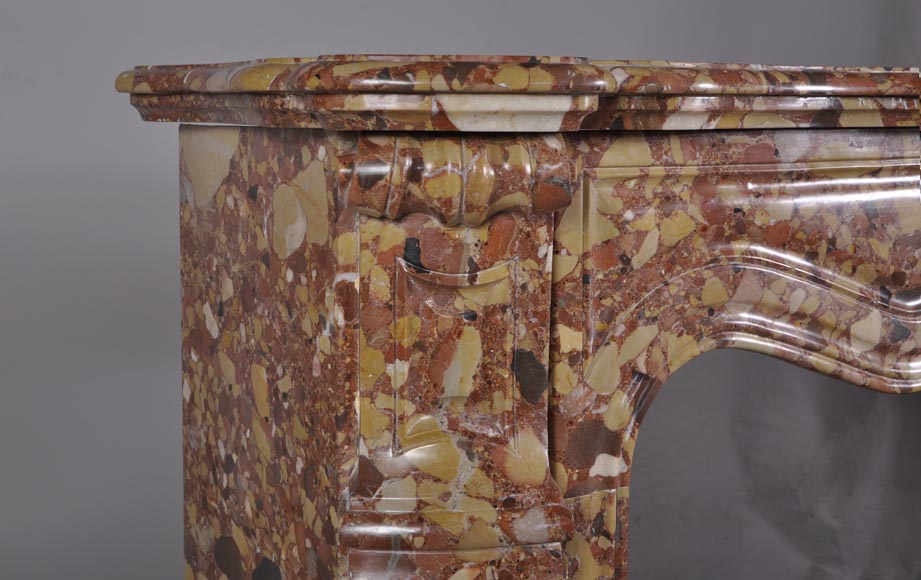 Камин в стиле Помпадур, изготовленный из брекчиевидного мрамора из Халеба. Камин в стиле Помпадур, изготовленный из брекчиевидного мрамора из Халеба.-3