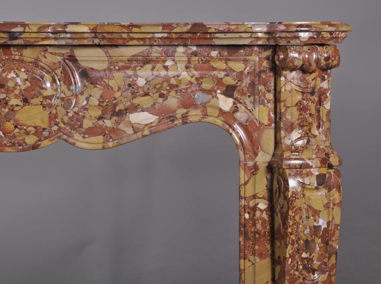Камин в стиле Помпадур, изготовленный из брекчиевидного мрамора из Халеба. Камин в стиле Помпадур, изготовленный из брекчиевидного мрамора из Халеба.-6