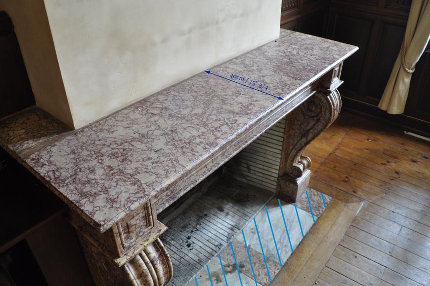 Красивый старинный камин в стиле эпохи Луи-Филипа, изготовленный из мрамора брокатель.  Красивый старинный камин в стиле эпохи Луи-Филипа, изготовленный из мрамора брокатель. -11