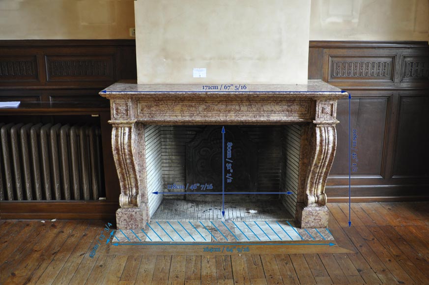 Красивый старинный камин в стиле эпохи Луи-Филипа, изготовленный из мрамора брокатель.  Красивый старинный камин в стиле эпохи Луи-Филипа, изготовленный из мрамора брокатель. -12