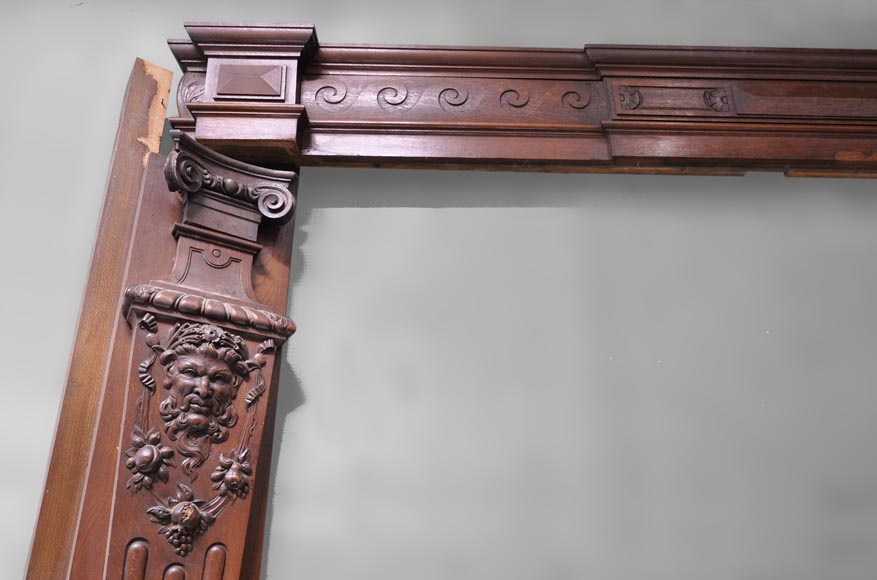 Деревянная комната из скульптурного дуба, украшенная головами сатиров и мотивами драпированной ткани, 19 века. Деревянная комната из скульптурного дуба, украшенная головами сатиров и мотивами драпированной ткани, 19 века.-6