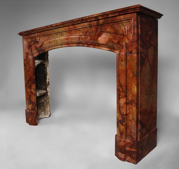 Старинный камин в стиле Людовика XIV с «буденом», изготовленный из алжирского красного брекчиевидного мрамора. Старинный камин в стиле Людовика XIV с «буденом», изготовленный из алжирского красного брекчиевидного мрамора.-6