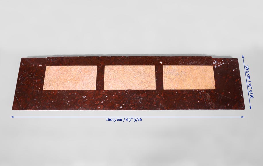 Старинный камин в стиле Людовика XIV, изготовленный из мрамора красный Гриотт, с чугунной внутренней вставкой. Старинный камин в стиле Людовика XIV, изготовленный из мрамора красный Гриотт, с чугунной внутренней вставкой.-8