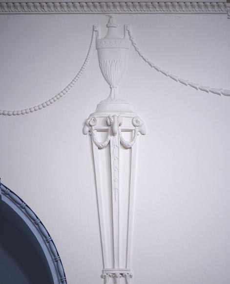 Великолепная деревянная обшивка комнаты в стиле Регентства, украшенная маркетри из красного дерева с камином, Франция 19 век. Великолепная деревянная обшивка комнаты в стиле Регентства, украшенная маркетри из красного дерева с камином, Франция 19 век.-13