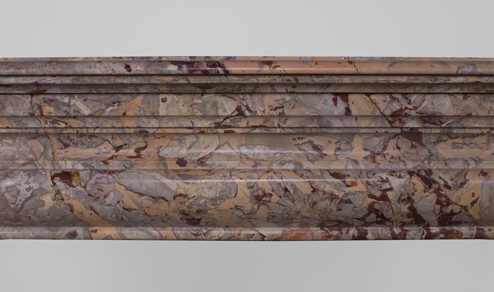 Старинный камин в стиле Людовика XIV, изготовленный из мрамора Сарранколин Илет, с красивой предкаминной плитой. Старинный камин в стиле Людовика XIV, изготовленный из мрамора Сарранколин Илет, с красивой предкаминной плитой.-1