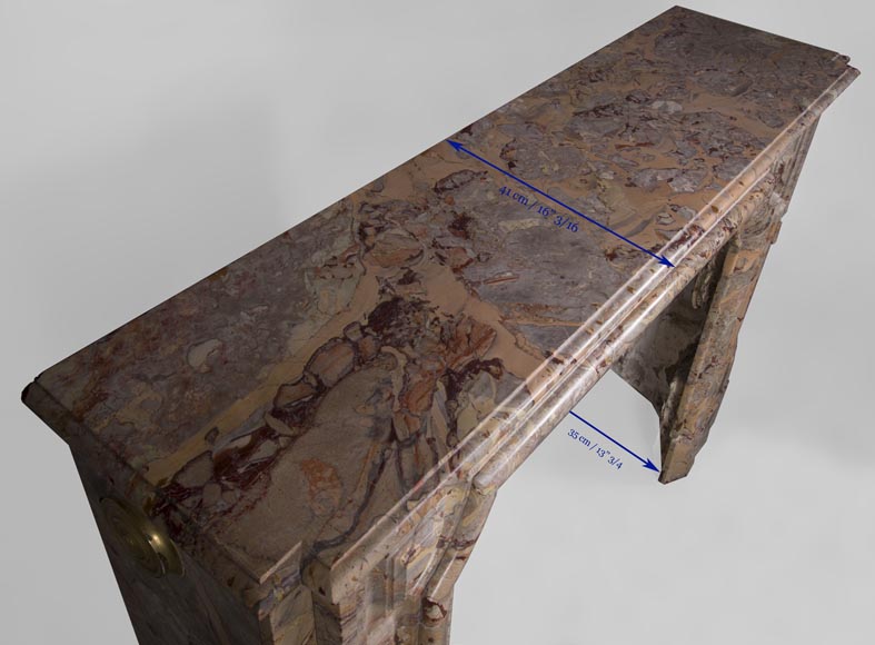 Старинный камин в стиле Людовика XIV, изготовленный из мрамора Сарранколин Илет, с красивой предкаминной плитой. Старинный камин в стиле Людовика XIV, изготовленный из мрамора Сарранколин Илет, с красивой предкаминной плитой.-9