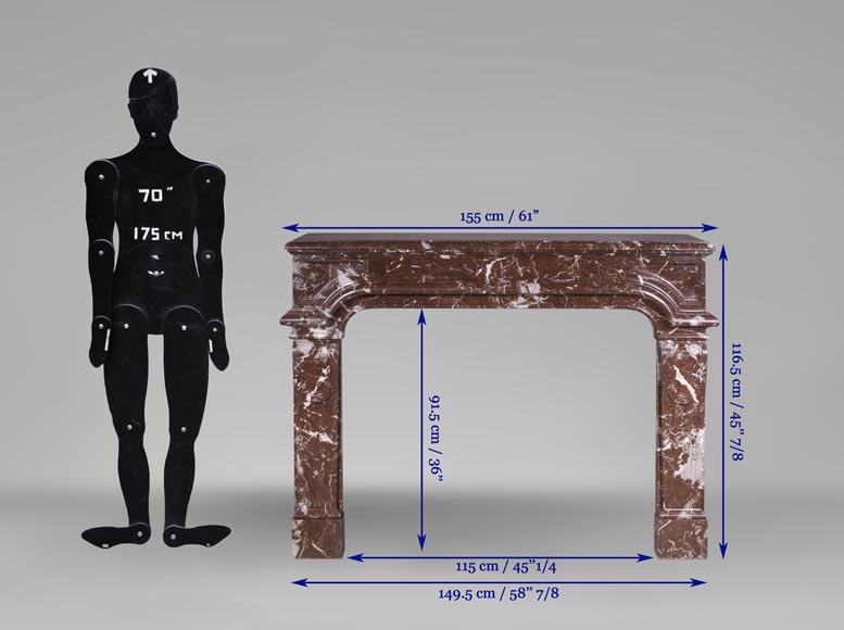 Старинный камин в стиле эпохи Регентства, изготовленный из Красного Северного мрамора. Старинный камин в стиле эпохи Регентства, изготовленный из Красного Северного мрамора.-10