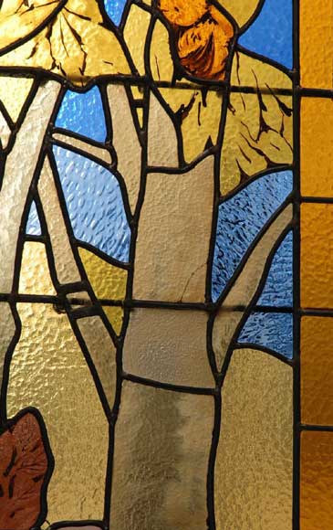 Витраж, подписанный Thomas 1915 г., представляющий Диану охотницу. Витраж, подписанный Thomas 1915 г., представляющий Диану охотницу.-2