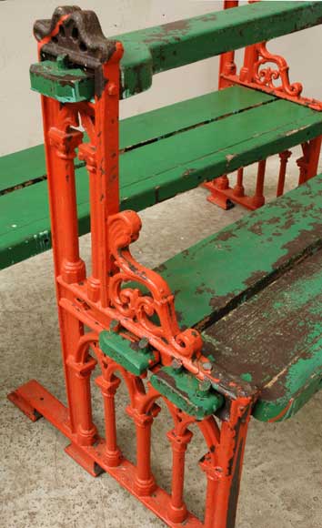 Пара скамеек в нео-готическом стиле 1860х годов. Пара скамеек в нео-готическом стиле 1860х годов.-2