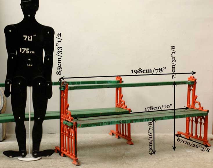 Пара скамеек в нео-готическом стиле 1860х годов. Пара скамеек в нео-готическом стиле 1860х годов.-6