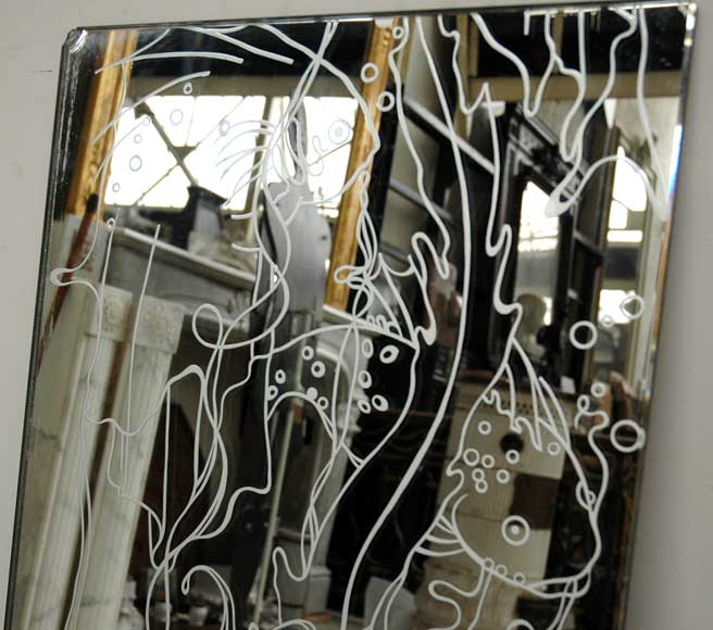 Камин из травертина с зеркальной стеной 1940гг. Камин из травертина с зеркальной стеной 1940гг.-3