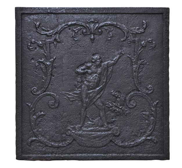 Каминная плита 19 века, украшенная мужским персонажем «в греческом стиле».-0