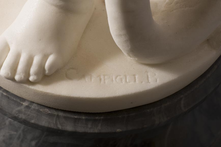 «Ребенок-Геракл», великолепная статуя из скульптурного мрамора, около 1880 года.-7