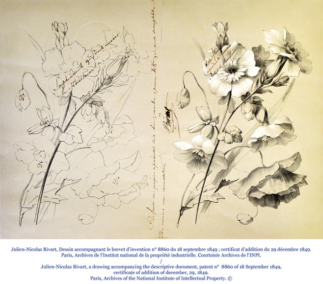 Жюльен-Николя РИВАР (1802-1867) – Столик для рукоделия из черненого грушевого дерева, украшенный маркетри из фарфора в виде полевых цветов-4