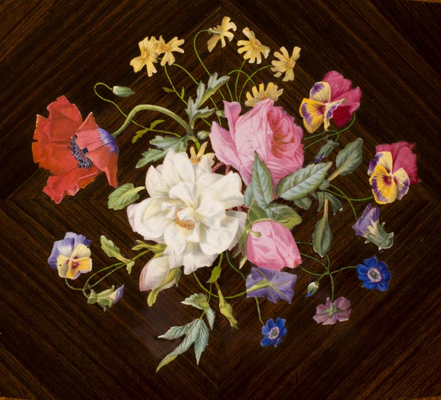 Мезон ТААН и Жюльен-Николя РИВАР (1802-1867) – Красивый столик для рукоделия, украшенный маркетри из фарфора в виде букета цветов и орнаментами из позолоченной бронзы-2