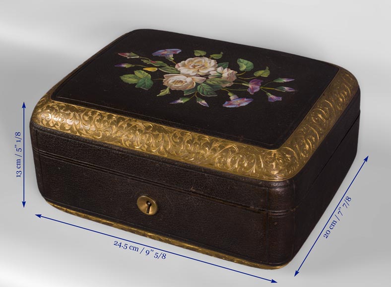 Жюльен-Николя РИВАР (1802-1867) – Шкатулка для драгоценностей, отделанная кожей, украшенная маркетри из фарфора-4