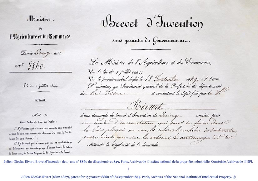 Жюльен-Николя РИВАР (1802-1867) – Папка для документов из тёмно-сиреневого бархата, украшенная маркетри из фарфора-3