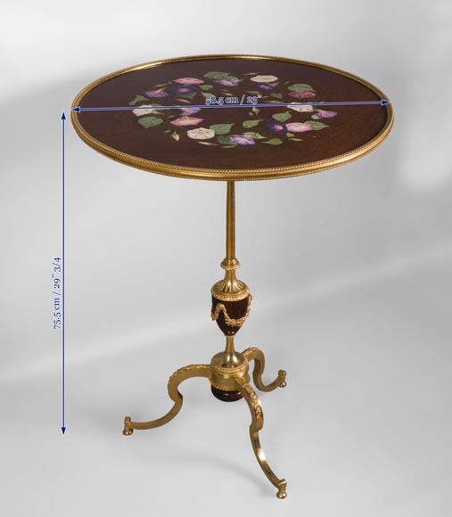 Мезон ТААН и Жюльен-Николя РИВАР (1802-1867) – Изящный круглый столик на одной ножке с откидывающейся столешницей, украшенный маркетри из фарфора-7