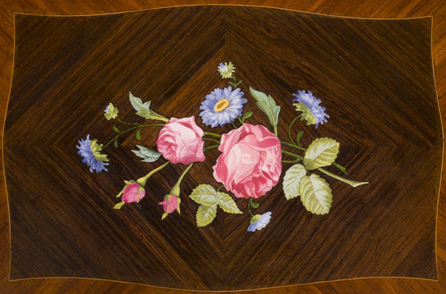 Жюльен-Николя РИВАР (1802-1867) – Элегантный столик для рукоделия, украшенный гербами и маркетри из фарфора-2