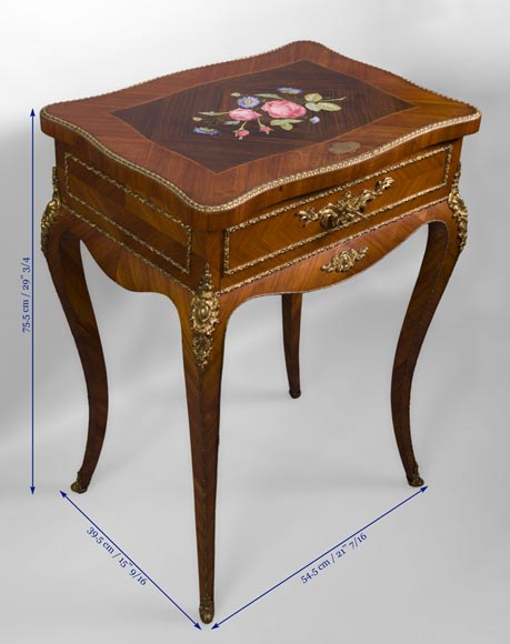 Жюльен-Николя РИВАР (1802-1867) – Элегантный столик для рукоделия, украшенный гербами и маркетри из фарфора-8
