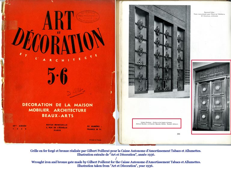 ПУАЛЕРА Жильбер – Пара дверей и перила в стиле Ар-деко, изготовленные из кованого железа и бронзы, 1936 год.-17