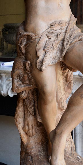 «Девушка и юноша, восславляющие бога Диониса», великолепная пара скульптур из терракоты, работы скульптора из окружения Жана-Батиста Карпо, около 1880 года.-4