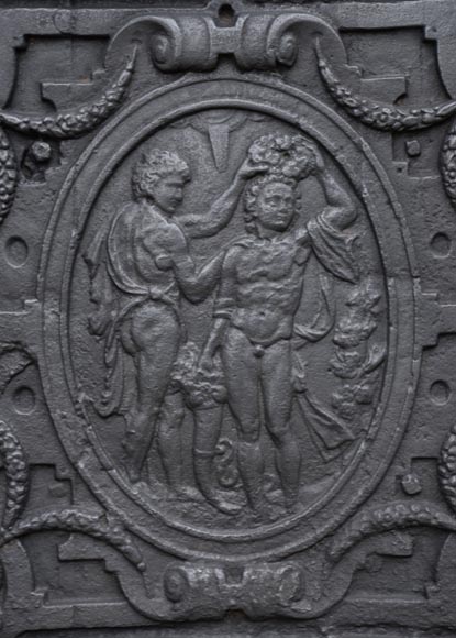 Сцена коронации, старинная каминная плита 17 века.-1
