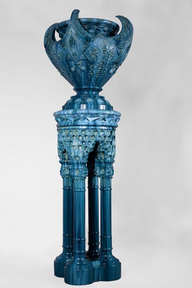 Дельфен МАССИЕ (1836-1907) - Большая фаянсовая садовая ваза в стиле Ориентализма.  -1