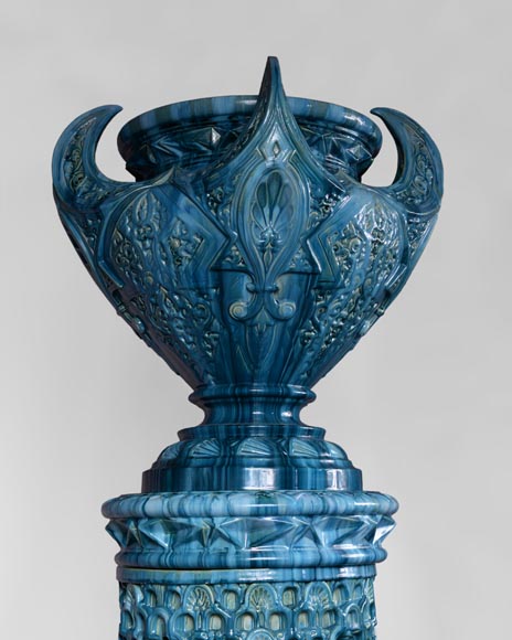 Дельфен МАССИЕ (1836-1907) - Большая фаянсовая садовая ваза в стиле Ориентализма.  -2