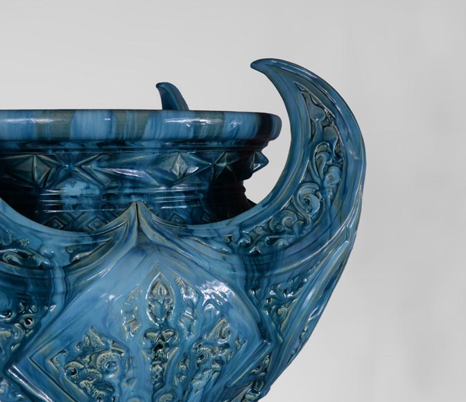 Дельфен МАССИЕ (1836-1907) - Большая фаянсовая садовая ваза в стиле Ориентализма.  -4