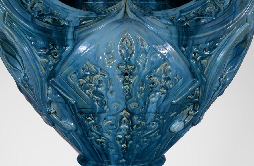 Дельфен МАССИЕ (1836-1907) - Большая фаянсовая садовая ваза в стиле Ориентализма.  -5