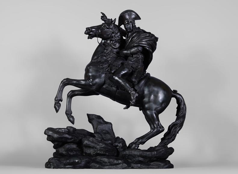 Жан-Франсуа ГЕШТЕР (приписано работе) – «Бонапарт на перевале Сен-Бернар», большая бронзовая скульптура.-0