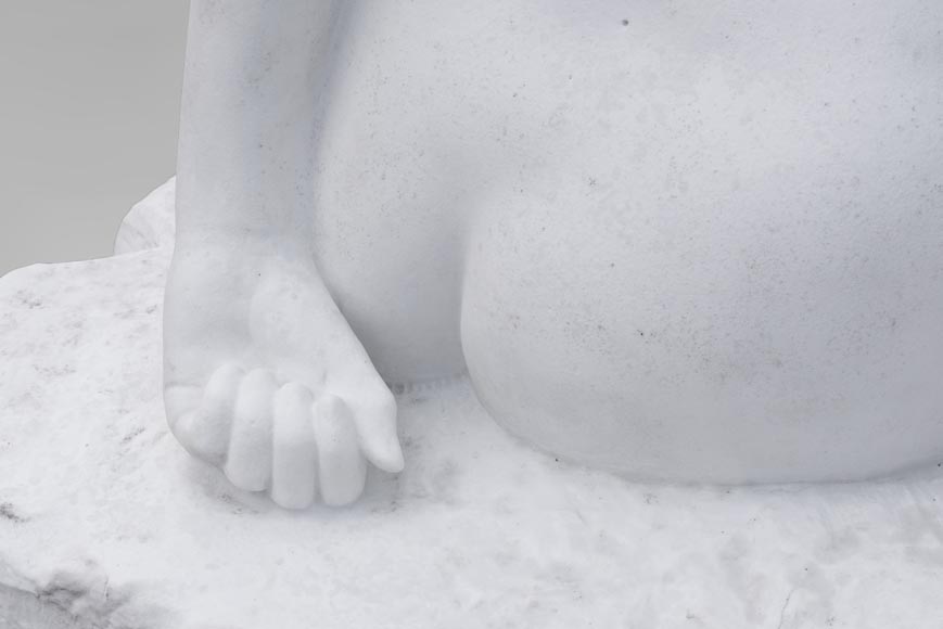 «Источник», большая садовая статуя из белого мрамора.-6