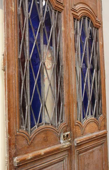 Двойная деревянная дверь 18 века с железными деталями 19 века-3