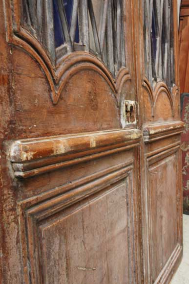 Двойная деревянная дверь 18 века с железными деталями 19 века-5