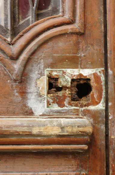 Двойная деревянная дверь 18 века с железными деталями 19 века-6